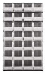 Quantum Storage - 28 Bin Louvered Panel with Ultra Bins - 36 Inch Overall Width x 15 Inch Overall Depth x 61 Inch Overall Height, Clear Tri-Clear Polypropylene Bins - Eagle Tool & Supply