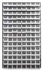 Quantum Storage - 120 Bin Louvered Panel with Ultra Bins - 36 Inch Overall Width x 8 Inch Overall Depth x 61 Inch Overall Height, Clear Tri-Clear Polypropylene Bins - Eagle Tool & Supply