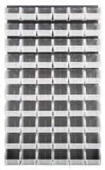 Quantum Storage - 60 Bin Louvered Panel with Ultra Bins - 36 Inch Overall Width x 11 Inch Overall Depth x 61 Inch Overall Height, Clear Tri-Clear Polypropylene Bins - Eagle Tool & Supply