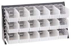 Quantum Storage - 18 Bin Louvered Panel with Ultra Bins - 36 Inch Overall Width x 11 Inch Overall Depth x 19 Inch Overall Height, Clear Tri-Clear Polypropylene Bins - Eagle Tool & Supply
