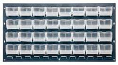 Quantum Storage - 32 Bin Bench Rack with Ultra Bins - 36 Inch Overall Width x 8 Inch Overall Depth x 19 Inch Overall Height, Clear Tri-Clear Polypropylene Bins - Eagle Tool & Supply