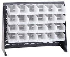 Quantum Storage - 24 Bin Bench Rack with Ultra Bins - 27 Inch Overall Width x 8 Inch Overall Depth x 21 Inch Overall Height, Clear Tri-Clear Polypropylene Bins - Eagle Tool & Supply
