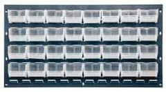 Quantum Storage - 32 Bin Bench Rack with Ultra Bins - 36 Inch Overall Width x 8 Inch Overall Depth x 19 Inch Overall Height, Clear Tri-Clear Polypropylene Bins - Eagle Tool & Supply