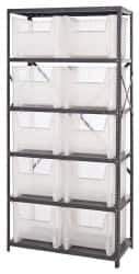 Quantum Storage - 10 Bin Giant Stack Container Storage Shelving - 36 Inch Overall Width x 18 Inch Overall Depth x 75 Inch Overall Height, Clear Tri-Clear Polypropylene Bins - Eagle Tool & Supply