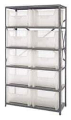Quantum Storage - 10 Bin Giant Stack Container Storage Shelving - 42 Inch Overall Width x 18 Inch Overall Depth x 75 Inch Overall Height, Clear Tri-Clear Polypropylene Bins - Eagle Tool & Supply