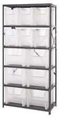 Quantum Storage - 12 Bin Giant Stack Container Storage Shelving - 36 Inch Overall Width x 18 Inch Overall Depth x 75 Inch Overall Height, Clear Tri-Clear Polypropylene Bins - Eagle Tool & Supply