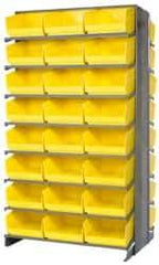 Quantum Storage - 48 Bin Store-More Sloped Shelving System - 36 Inch Overall Width x 24 Inch Overall Depth x 63-1/2 Inch Overall Height, Yellow Polypropylene Bins - Eagle Tool & Supply