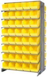 Quantum Storage - 80 Bin Store-More Sloped Shelving System - 36 Inch Overall Width x 24 Inch Overall Depth x 63-1/2 Inch Overall Height, Yellow Polypropylene Bins - Eagle Tool & Supply