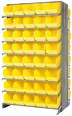 Quantum Storage - 80 Bin Store-More Sloped Shelving System - 36 Inch Overall Width x 24 Inch Overall Depth x 63-1/2 Inch Overall Height, Yellow Polypropylene Bins - Eagle Tool & Supply