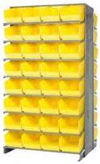 Quantum Storage - 64 Bin Store-More Sloped Shelving System - 36 Inch Overall Width x 24 Inch Overall Depth x 63-1/2 Inch Overall Height, Yellow Polypropylene Bins - Eagle Tool & Supply