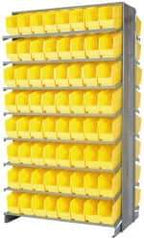 Quantum Storage - 128 Bin Store-More Sloped Shelving System - 36 Inch Overall Width x 24 Inch Overall Depth x 63-1/2 Inch Overall Height, Yellow Polypropylene Bins - Eagle Tool & Supply