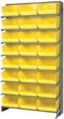 Quantum Storage - 24 Bin Store-More Sloped Shelving System - 36 Inch Overall Width x 12 Inch Overall Depth x 63-1/2 Inch Overall Height, Yellow Polypropylene Bins - Eagle Tool & Supply