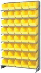 Quantum Storage - 40 Bin Store-More Sloped Shelving System - 36 Inch Overall Width x 12 Inch Overall Depth x 63-1/2 Inch Overall Height, Yellow Polypropylene Bins - Eagle Tool & Supply