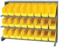 Quantum Storage - 24 Bin Store-More Sloped Shelving System - 36 Inch Overall Width x 12 Inch Overall Depth x 26-1/2 Inch Overall Height, Yellow Polypropylene Bins - Eagle Tool & Supply