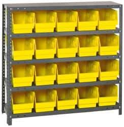 Quantum Storage - 20 Bin Store-More Shelf Bin System - 36 Inch Overall Width x 18 Inch Overall Depth x 39 Inch Overall Height, Yellow Polypropylene Bins - Eagle Tool & Supply