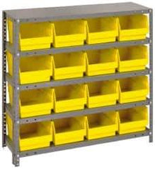 Quantum Storage - 16 Bin Store-More Shelf Bin System - 36 Inch Overall Width x 18 Inch Overall Depth x 39 Inch Overall Height, Yellow Polypropylene Bins - Eagle Tool & Supply