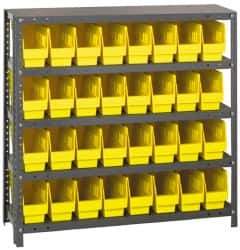 Quantum Storage - 32 Bin Store-More Shelf Bin System - 36 Inch Overall Width x 18 Inch Overall Depth x 39 Inch Overall Height, Yellow Polypropylene Bins - Eagle Tool & Supply