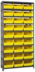 Quantum Storage - 27 Bin Store-More Shelf Bin System - 36 Inch Overall Width x 18 Inch Overall Depth x 75 Inch Overall Height, Yellow Polypropylene Bins - Eagle Tool & Supply