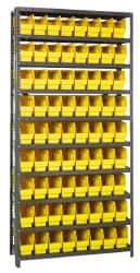 Quantum Storage - 72 Bin Store-More Shelf Bin System - 36 Inch Overall Width x 18 Inch Overall Depth x 75 Inch Overall Height, Yellow Polypropylene Bins - Eagle Tool & Supply