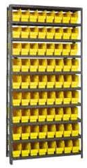 Quantum Storage - 72 Bin Store-More Shelf Bin System - 36 Inch Overall Width x 18 Inch Overall Depth x 75 Inch Overall Height, Yellow Polypropylene Bins - Eagle Tool & Supply