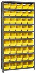 Quantum Storage - 45 Bin Store-More Shelf Bin System - 36 Inch Overall Width x 12 Inch Overall Depth x 75 Inch Overall Height, Yellow Polypropylene Bins - Eagle Tool & Supply