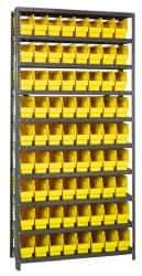 Quantum Storage - 72 Bin Store-More Shelf Bin System - 36 Inch Overall Width x 12 Inch Overall Depth x 75 Inch Overall Height, Yellow Polypropylene Bins - Eagle Tool & Supply