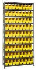 Quantum Storage - 72 Bin Store-More Shelf Bin System - 36 Inch Overall Width x 12 Inch Overall Depth x 75 Inch Overall Height, Yellow Polypropylene Bins - Eagle Tool & Supply