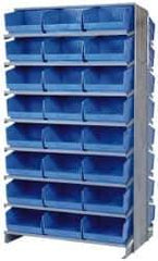 Quantum Storage - 48 Bin Store-More Sloped Shelving System - 36 Inch Overall Width x 24 Inch Overall Depth x 63-1/2 Inch Overall Height, Blue Polypropylene Bins - Eagle Tool & Supply