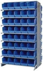 Quantum Storage - 80 Bin Store-More Sloped Shelving System - 36 Inch Overall Width x 24 Inch Overall Depth x 63-1/2 Inch Overall Height, Blue Polypropylene Bins - Eagle Tool & Supply