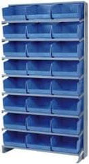 Quantum Storage - 24 Bin Store-More Sloped Shelving System - 36 Inch Overall Width x 12 Inch Overall Depth x 63-1/2 Inch Overall Height, Blue Polypropylene Bins - Eagle Tool & Supply