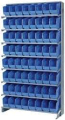 Quantum Storage - 64 Bin Store-More Sloped Shelving System - 36 Inch Overall Width x 12 Inch Overall Depth x 63-1/2 Inch Overall Height, Blue Polypropylene Bins - Eagle Tool & Supply