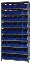 Quantum Storage - 45 Bin Store-More Shelf Bin System - 36 Inch Overall Width x 18 Inch Overall Depth x 75 Inch Overall Height, Blue Polypropylene Bins - Eagle Tool & Supply