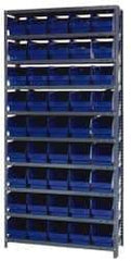Quantum Storage - 45 Bin Store-More Shelf Bin System - 36 Inch Overall Width x 18 Inch Overall Depth x 75 Inch Overall Height, Blue Polypropylene Bins - Eagle Tool & Supply
