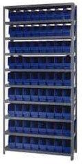 Quantum Storage - 72 Bin Store-More Shelf Bin System - 36 Inch Overall Width x 18 Inch Overall Depth x 75 Inch Overall Height, Blue Polypropylene Bins - Eagle Tool & Supply