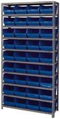 Quantum Storage - 36 Bin Store-More Shelf Bin System - 36 Inch Overall Width x 12 Inch Overall Depth x 75 Inch Overall Height, Blue Polypropylene Bins - Eagle Tool & Supply