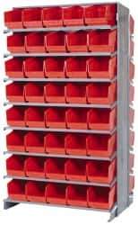 Quantum Storage - 80 Bin Store-More Sloped Shelving System - 36 Inch Overall Width x 24 Inch Overall Depth x 63-1/2 Inch Overall Height, Red Polypropylene Bins - Eagle Tool & Supply