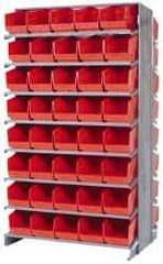Quantum Storage - 80 Bin Store-More Sloped Shelving System - 36 Inch Overall Width x 24 Inch Overall Depth x 63-1/2 Inch Overall Height, Red Polypropylene Bins - Eagle Tool & Supply