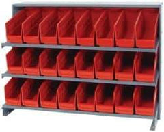 Quantum Storage - 24 Bin Store-More Sloped Shelving System - 36 Inch Overall Width x 12 Inch Overall Depth x 26-1/2 Inch Overall Height, Red Polypropylene Bins - Eagle Tool & Supply