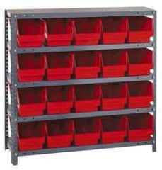 Quantum Storage - 20 Bin Store-More Shelf Bin System - 36 Inch Overall Width x 18 Inch Overall Depth x 39 Inch Overall Height, Red Polypropylene Bins - Eagle Tool & Supply