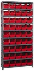 Quantum Storage - 45 Bin Store-More Shelf Bin System - 36 Inch Overall Width x 18 Inch Overall Depth x 75 Inch Overall Height, Red Polypropylene Bins - Eagle Tool & Supply