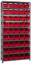 Quantum Storage - 45 Bin Store-More Shelf Bin System - 36 Inch Overall Width x 12 Inch Overall Depth x 75 Inch Overall Height, Red Polypropylene Bins - Eagle Tool & Supply