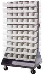 Quantum Storage - 120 Bin Mobile Louvered Rack with Ultra Bins - 36 Inch Overall Width x 25 Inch Overall Depth x 72 Inch Overall Height, Clear Tri-Clear Polypropylene Bins - Eagle Tool & Supply