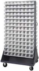 Quantum Storage - 240 Bin Mobile Louvered Rack with Ultra Bins - 36 Inch Overall Width x 25 Inch Overall Depth x 72 Inch Overall Height, Clear Tri-Clear Polypropylene Bins - Eagle Tool & Supply