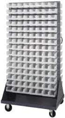 Quantum Storage - 240 Bin Mobile Louvered Rack with Ultra Bins - 36 Inch Overall Width x 25 Inch Overall Depth x 72 Inch Overall Height, Clear Tri-Clear Polypropylene Bins - Eagle Tool & Supply