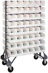 Quantum Storage - 96 Bin Rail System with Ultra Bins - 36 Inch Overall Width x 20 Inch Overall Depth x 53 Inch Overall Height, Clear Tri-Clear Polypropylene Bins - Eagle Tool & Supply