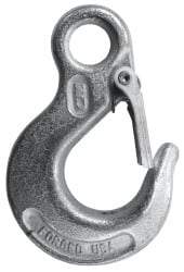 CM - 9,200 Lb Capacity, Chain Grade 43, Steel Eye Hook - 1.21" Hook Throat, 4.2" Reach, 1.03" Eye ID, 1/2" Chain Diam, 6.13" OAL, Heat Treated - Eagle Tool & Supply