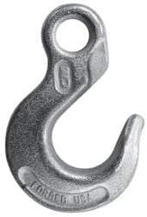 CM - 20,200 Lb Capacity, Chain Grade 43, Steel Eye Hook - 1.98" Hook Throat, 6" Reach, 1.36" Eye ID, 3/4" Chain Diam, 8.88" OAL, Heat Treated - Eagle Tool & Supply