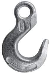 CM - 7,200 Lb Capacity, Chain Grade 43, Steel Eye Hook - 1.23" Hook Throat, 3.64" Reach, 0.91" Eye ID, 7/16" Chain Diam, 5.56" OAL, Heat Treated - Eagle Tool & Supply