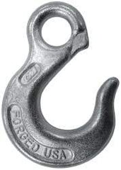 CM - 2,650 Lb Capacity, Chain Grade 30, Steel Eye Hook - 0.92" Hook Throat, 3.17" Reach, 3/4" Eye ID, 3/8" Chain Diam, 4.56" OAL, Heat Treated - Eagle Tool & Supply