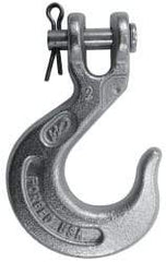 CM - 1/4 Inch Chain Diameter, Grade 43 Clevis Hook - 2,600 Lbs. Load Capacity, 0.36 Inch Inside Diameter, 0.31 Inch Pin Diameter, 0.72 Inch Hook Throat, 2.27 Inch Overall Length, 2.33 Inch Hook Width - Eagle Tool & Supply